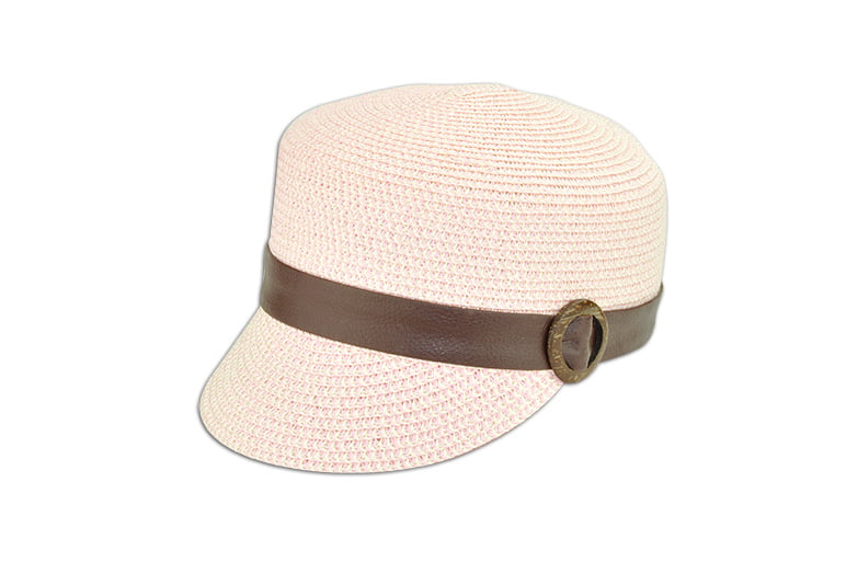 Καπέλο ψάθινο jockey με δερμάτινο λουράκι σε 3 χρώματα
