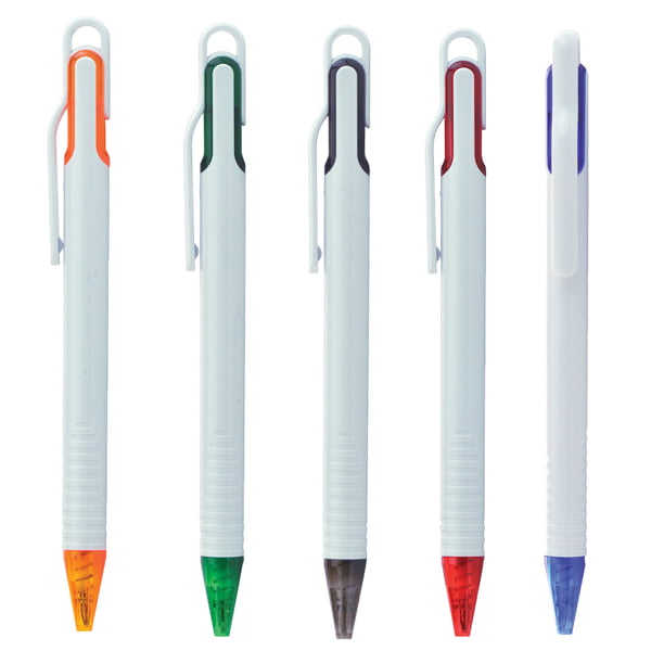 Διαφημιστικά στυλό με λευκό κορμό σε 5 χρώματα
