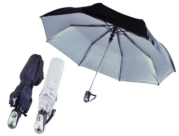 Ομπρέλα βροχής σπαστή 2 θέσεων 21" με ασημί επένδυση εσωτερικά αυτόματη