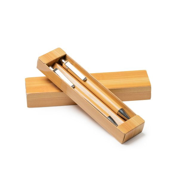 Σετ στυλό μολύβι με σώμα απο bamboo σε κουτί απο χαρτόνι