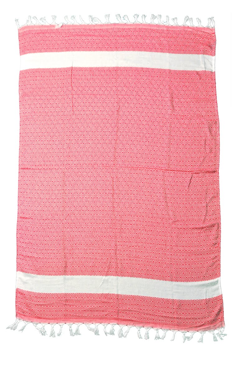 Beach life  Πετσέτες θαλασσης  active wear, cotton, σε σχέδια ρόμβους κόκκινο  χρώμα 180 x100cm